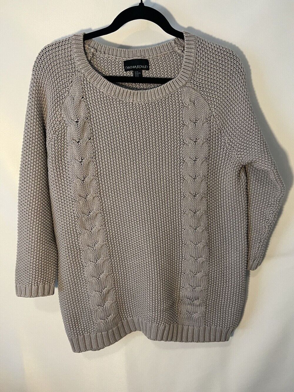 Cynthia Rowley Sweater Women XL Gray Pullover Knit Cotton Button Back EUC